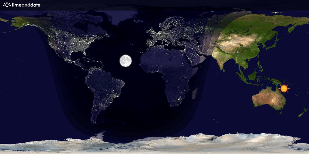Verdenskart som viser dag og natt 