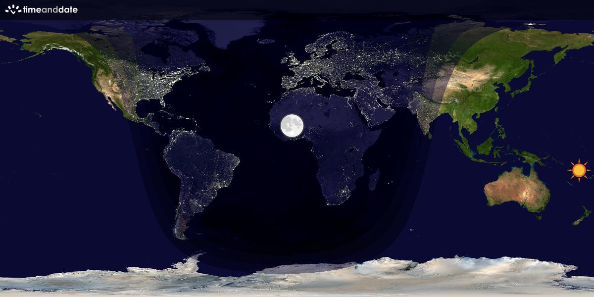 Verdenskart som viser dag og natt 