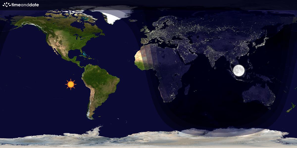 Verdenskart som viser dag og natt 