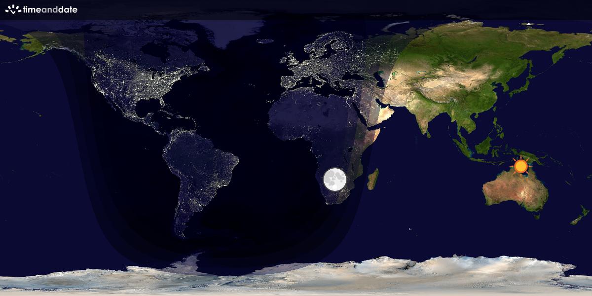 Verdenskart som viser dag og natt 