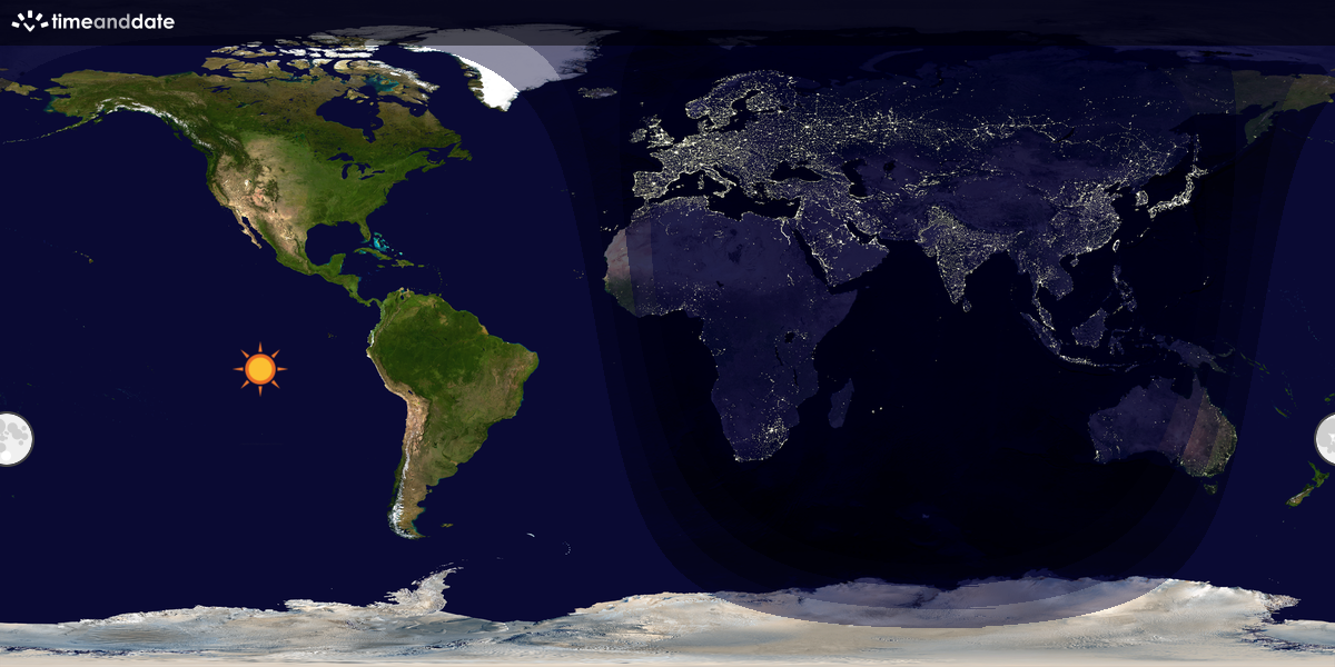 Verdenskart som viser dag og natt 