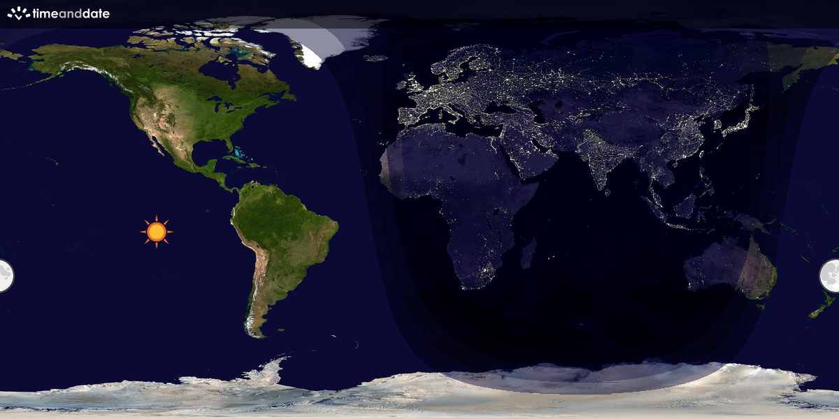 Verdenskart som viser dag og natt 