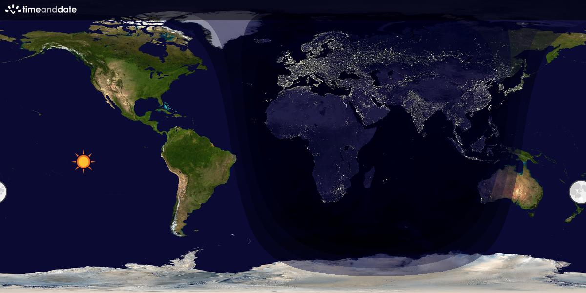 Verdenskart som viser dag og natt 