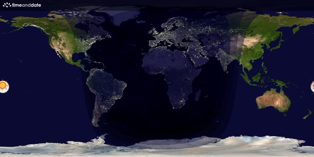 Verdenskart som viser dag og natt 