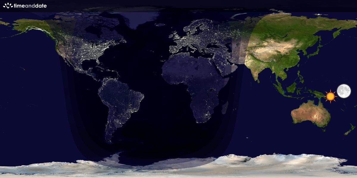 Verdenskart som viser dag og natt 
