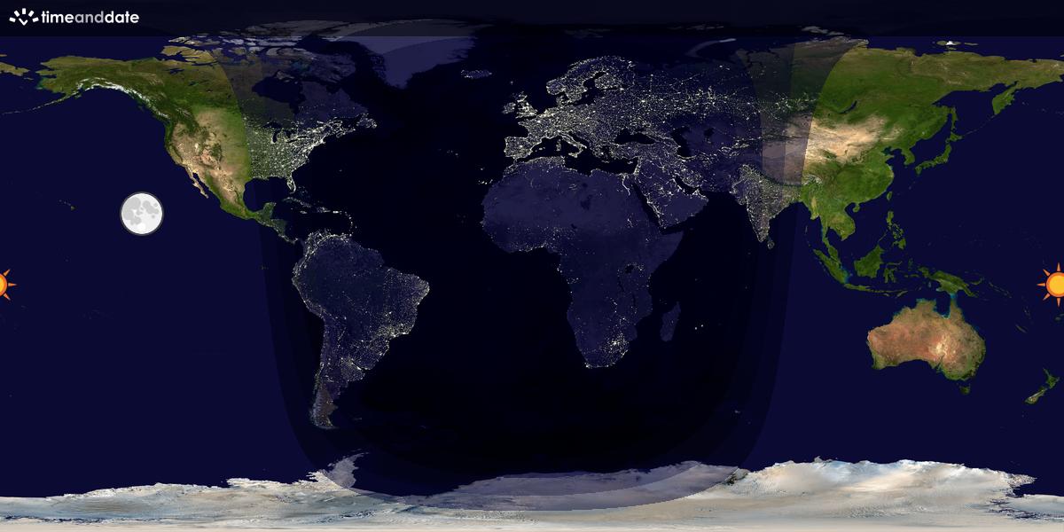 Verdenskart som viser dag og natt 