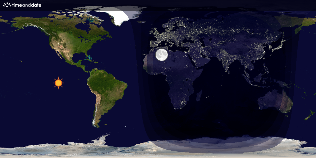 Verdenskart som viser dag og natt 