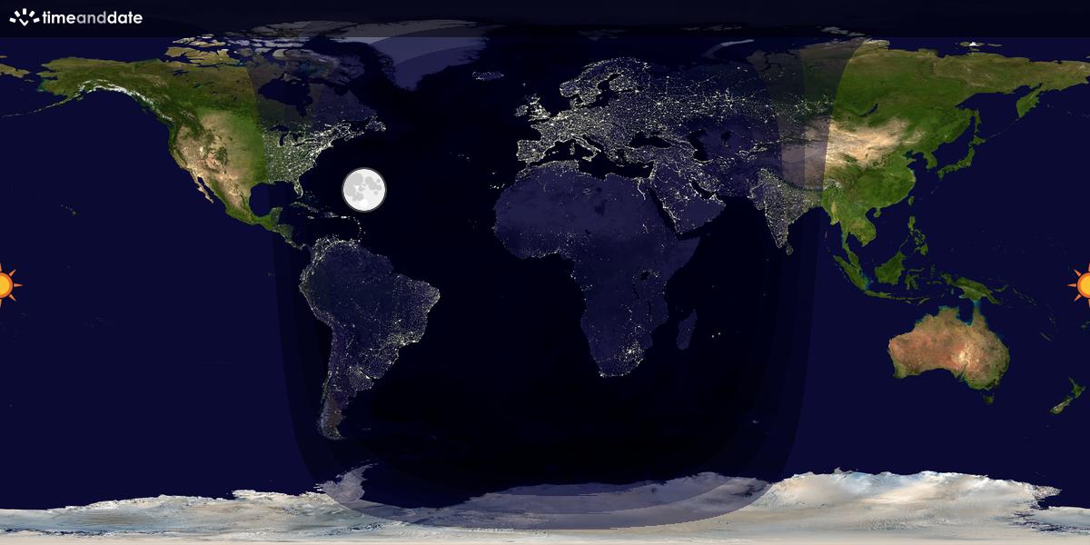 Verdenskart som viser dag og natt 