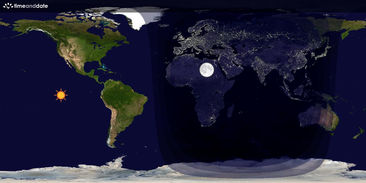 Verdenskart som viser dag og natt 