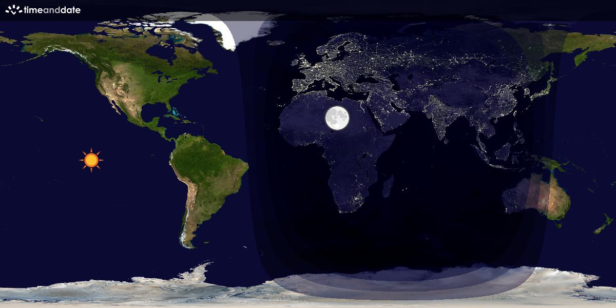 Verdenskart som viser dag og natt 