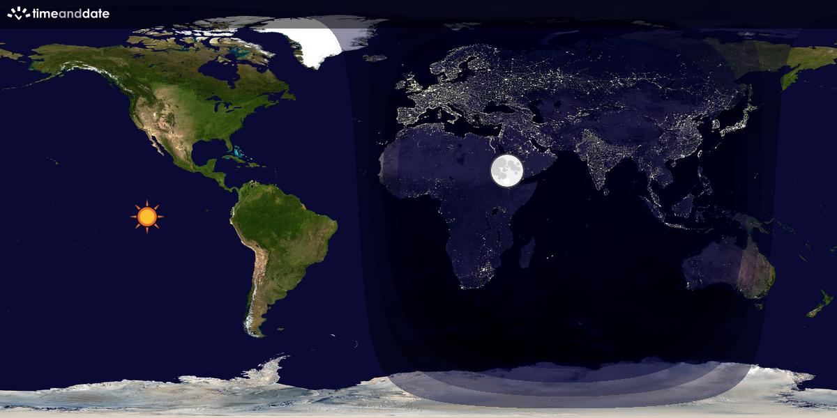 Verdenskart som viser dag og natt 