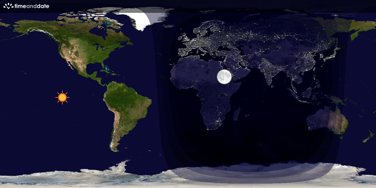Verdenskart som viser dag og natt 