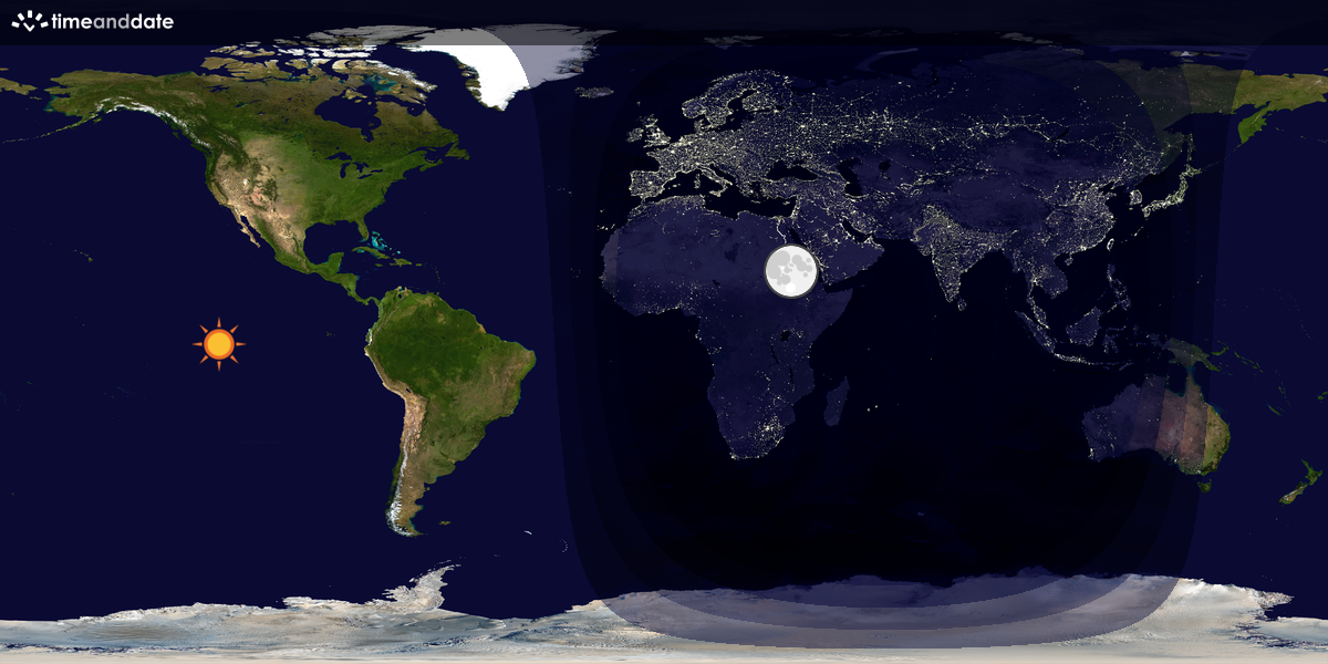 Verdenskart som viser dag og natt 
