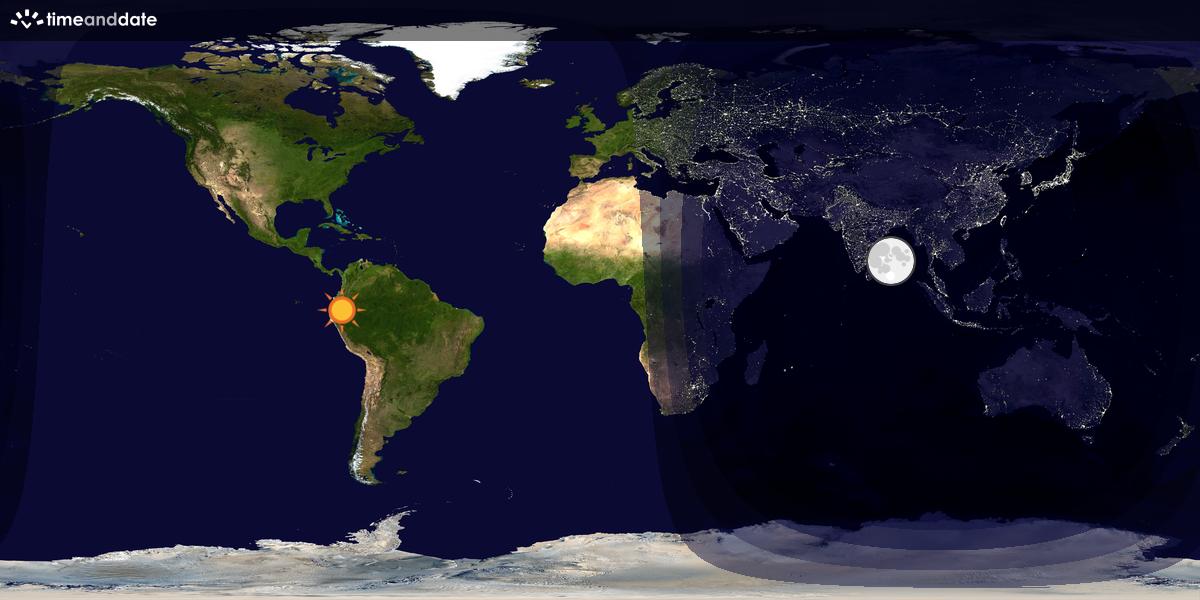 Verdenskart som viser dag og natt 