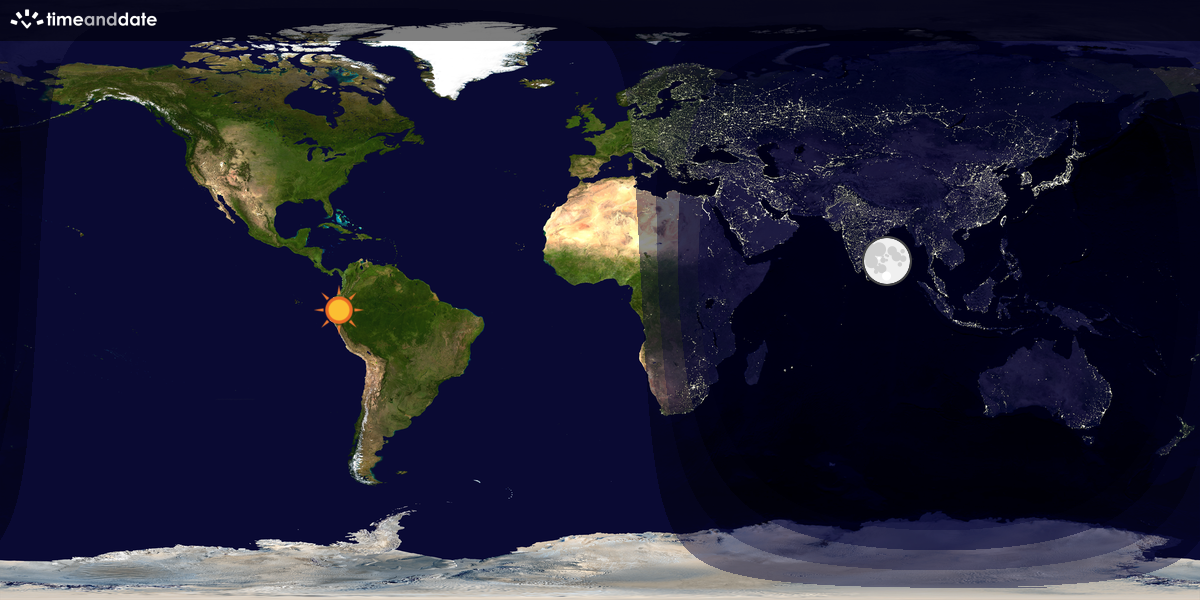 Verdenskart som viser dag og natt 