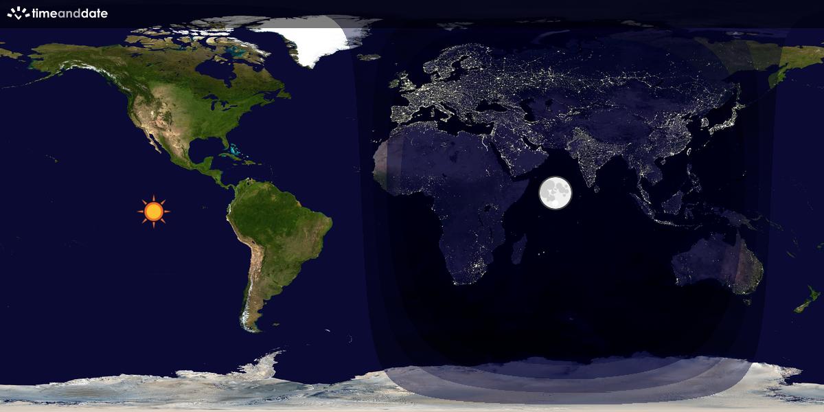 Verdenskart som viser dag og natt 