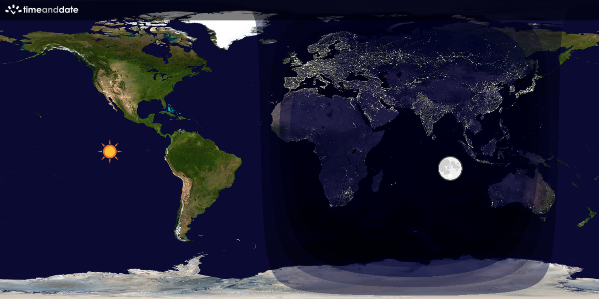 Verdenskart som viser dag og natt 