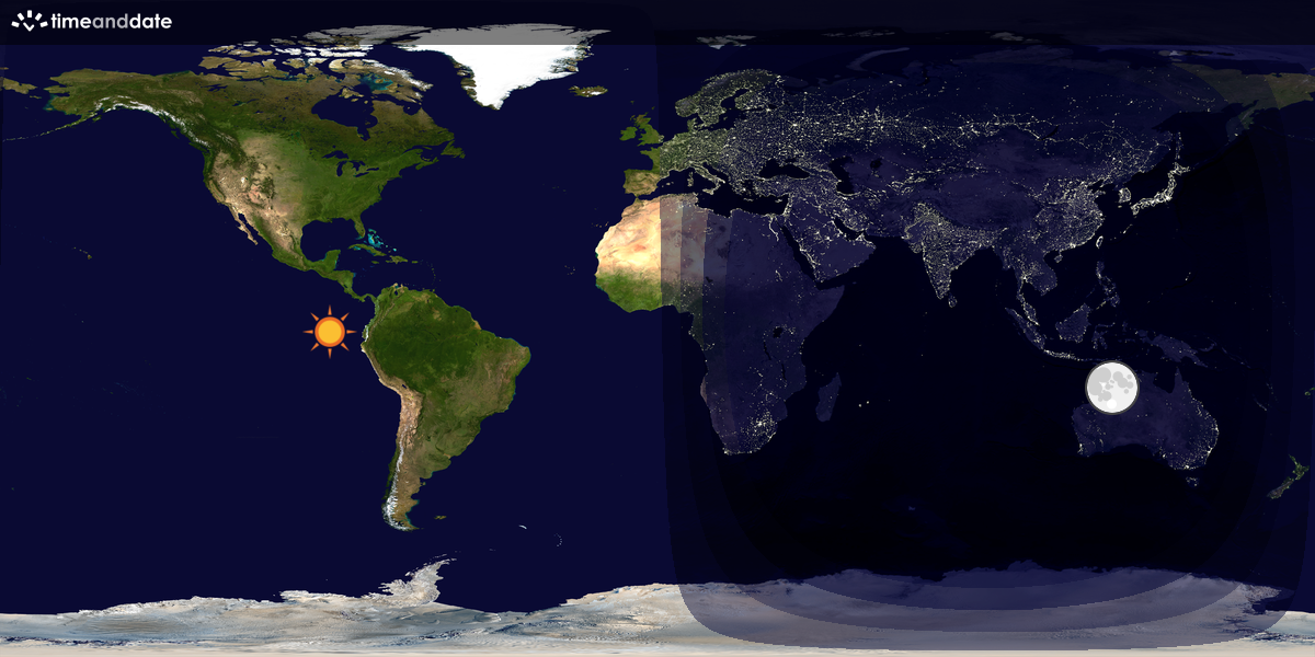 Verdenskart som viser dag og natt 
