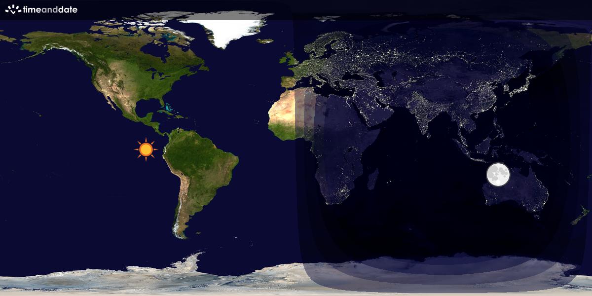 Verdenskart som viser dag og natt 