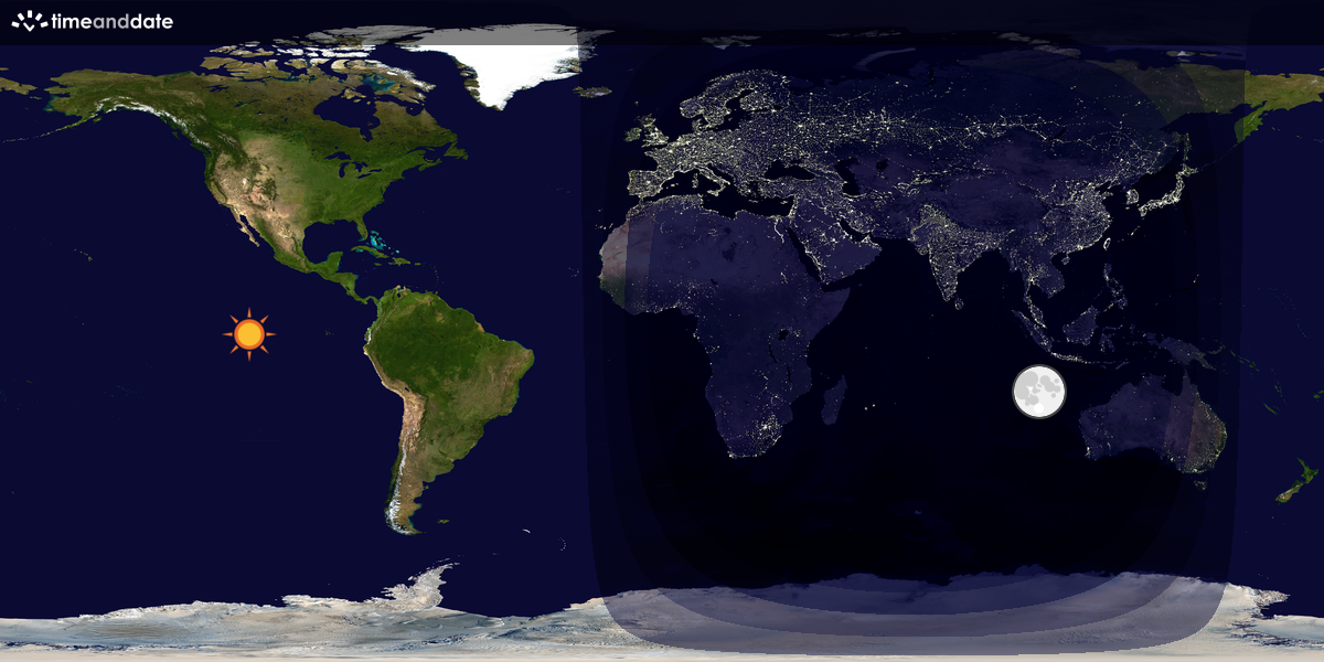 Verdenskart som viser dag og natt 