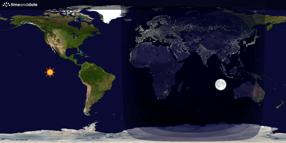 Verdenskart som viser dag og natt 