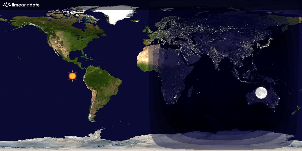 Verdenskart som viser dag og natt 