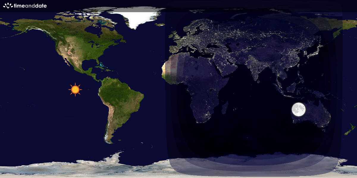 Verdenskart som viser dag og natt 