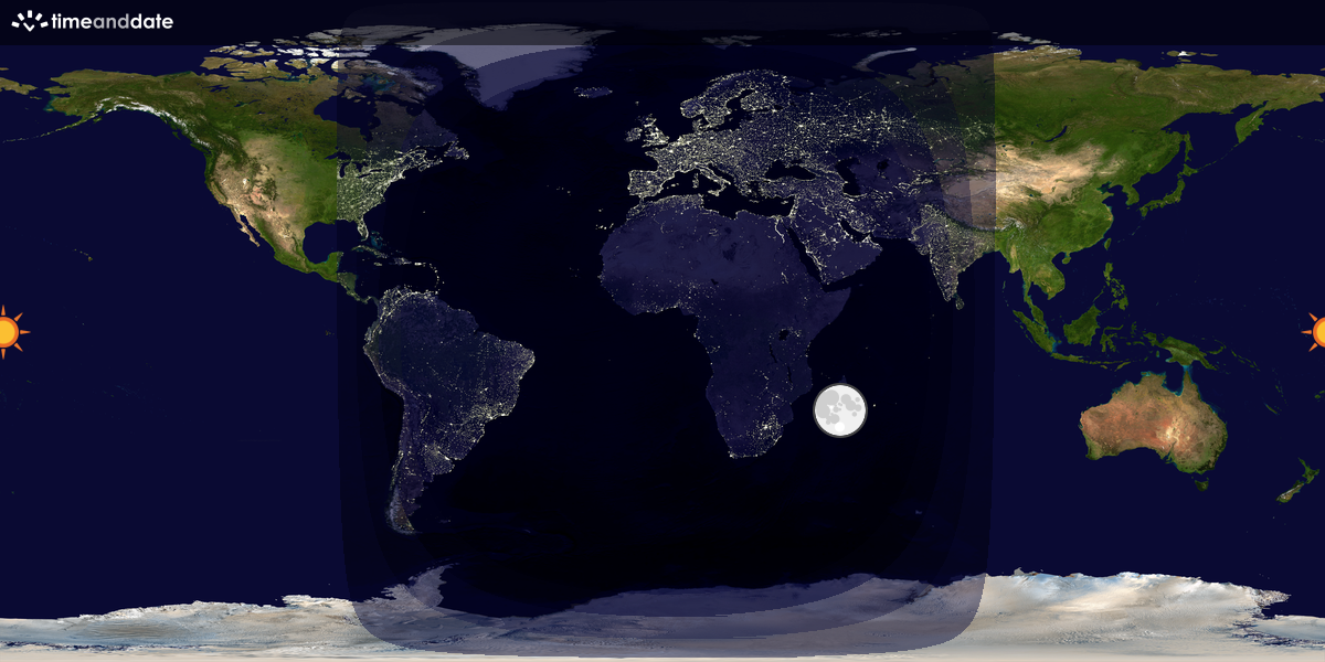 Verdenskart som viser dag og natt 