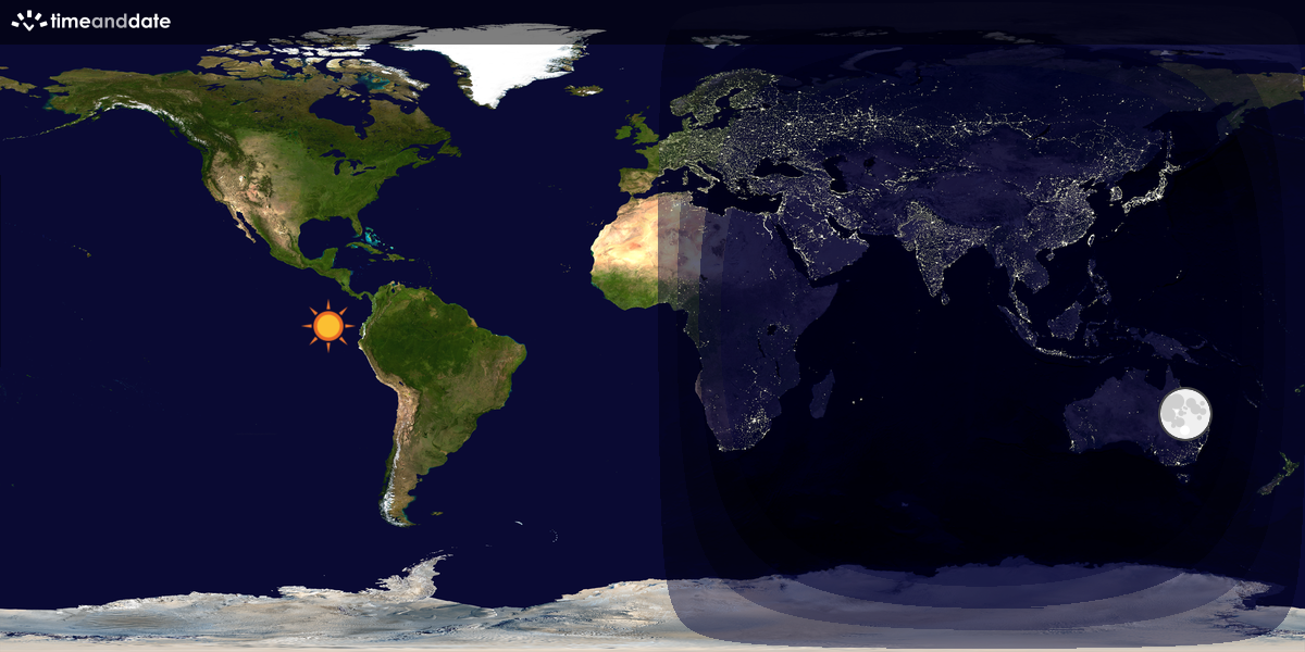 Verdenskart som viser dag og natt 