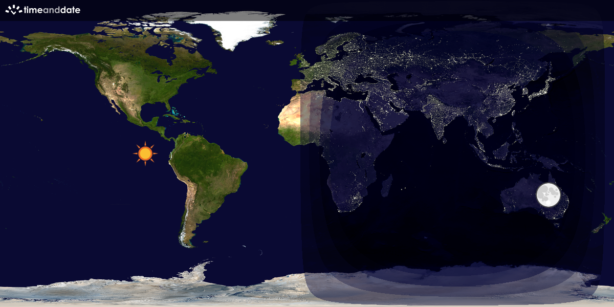 Verdenskart som viser dag og natt 