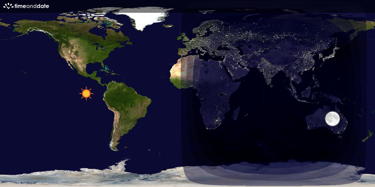 Verdenskart som viser dag og natt 