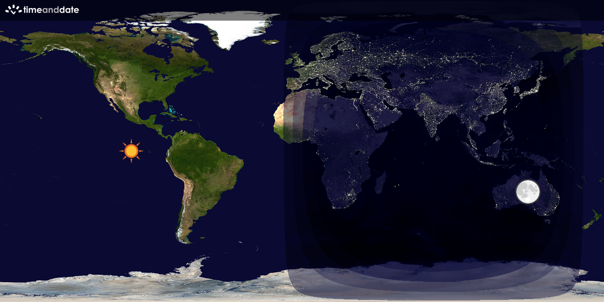 Verdenskart som viser dag og natt 
