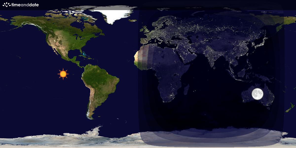 Verdenskart som viser dag og natt 