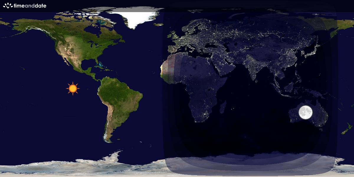 Verdenskart som viser dag og natt 
