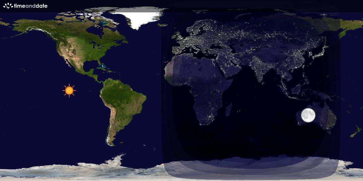 Verdenskart som viser dag og natt 