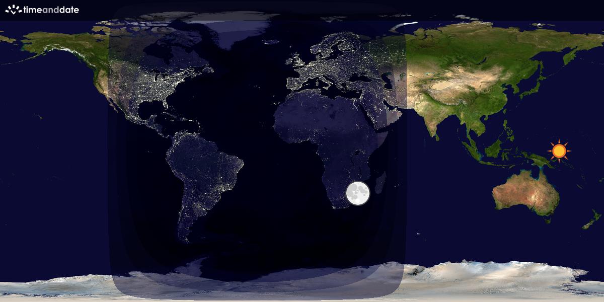 Verdenskart som viser dag og natt 