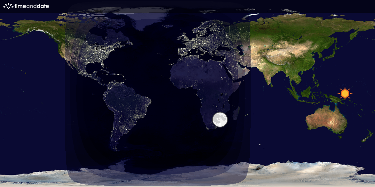 Verdenskart som viser dag og natt 