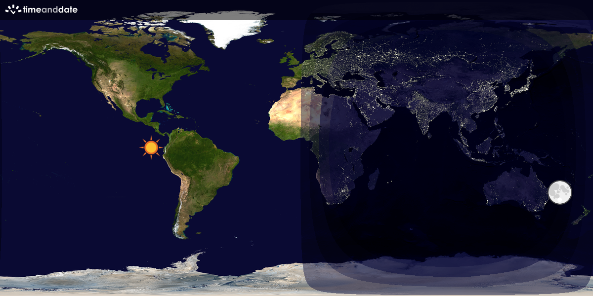 Verdenskart som viser dag og natt 