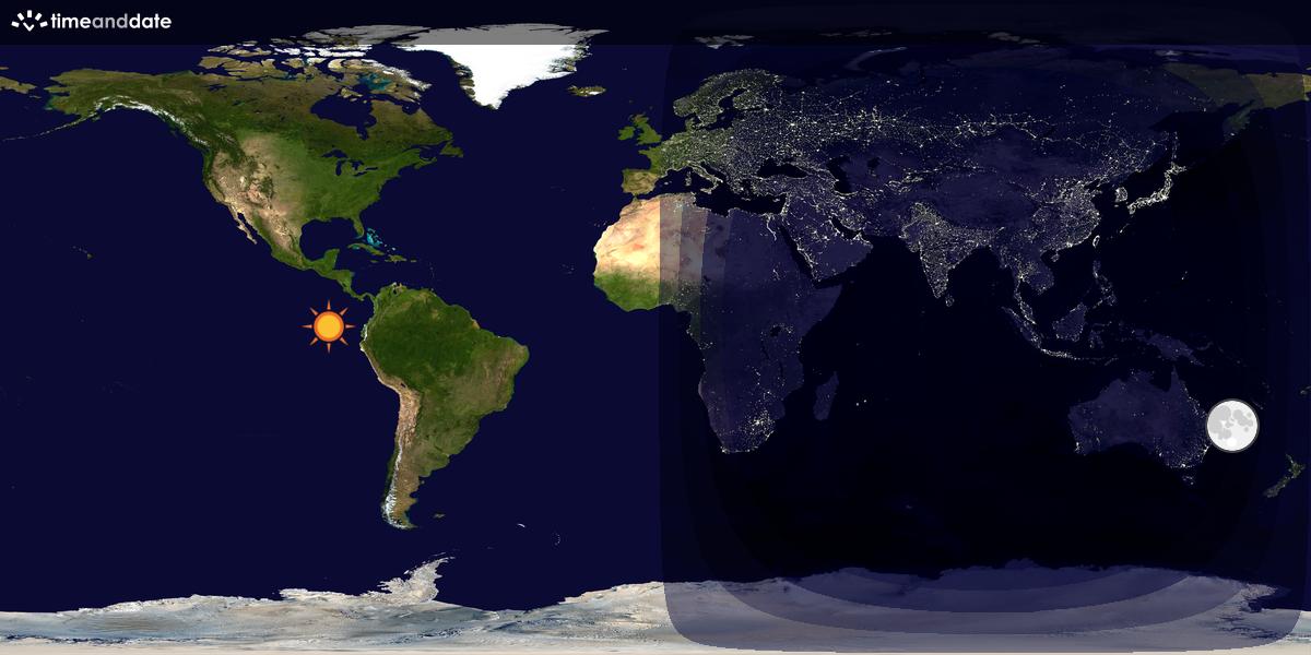 Verdenskart som viser dag og natt 