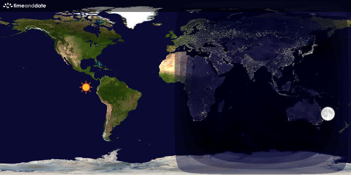 Verdenskart som viser dag og natt 
