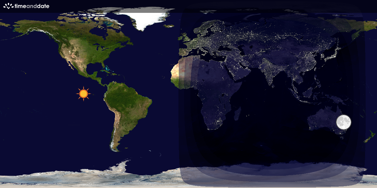 Verdenskart som viser dag og natt 