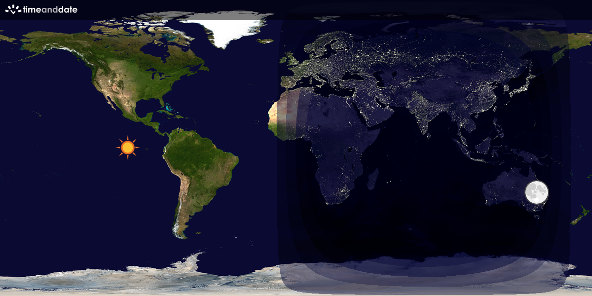 Verdenskart som viser dag og natt 