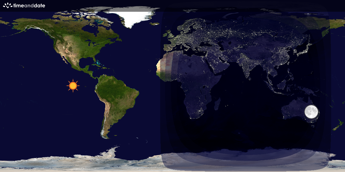 Verdenskart som viser dag og natt 
