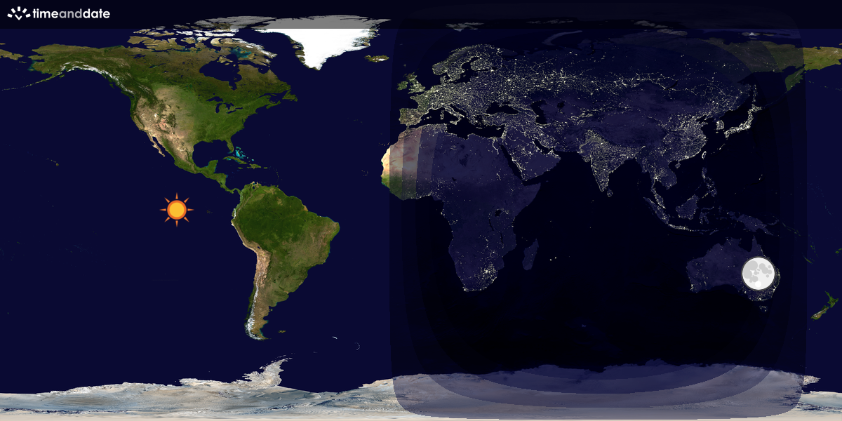 Verdenskart som viser dag og natt 