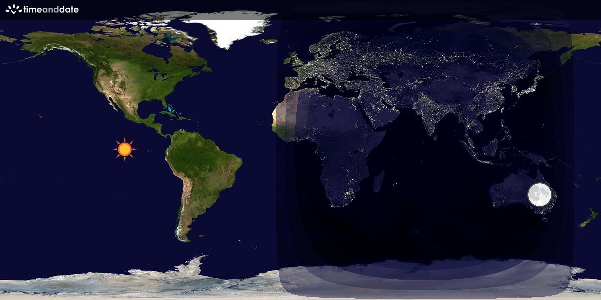 Verdenskart som viser dag og natt 