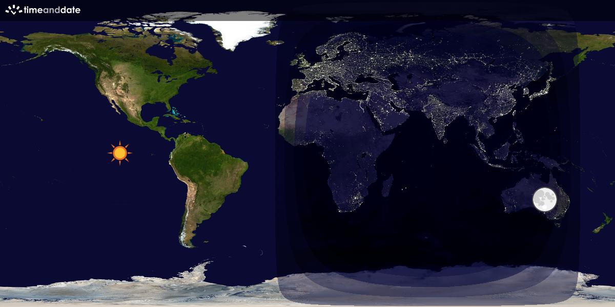 Verdenskart som viser dag og natt 