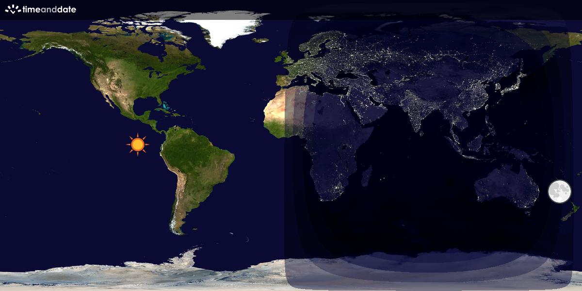 Verdenskart som viser dag og natt 