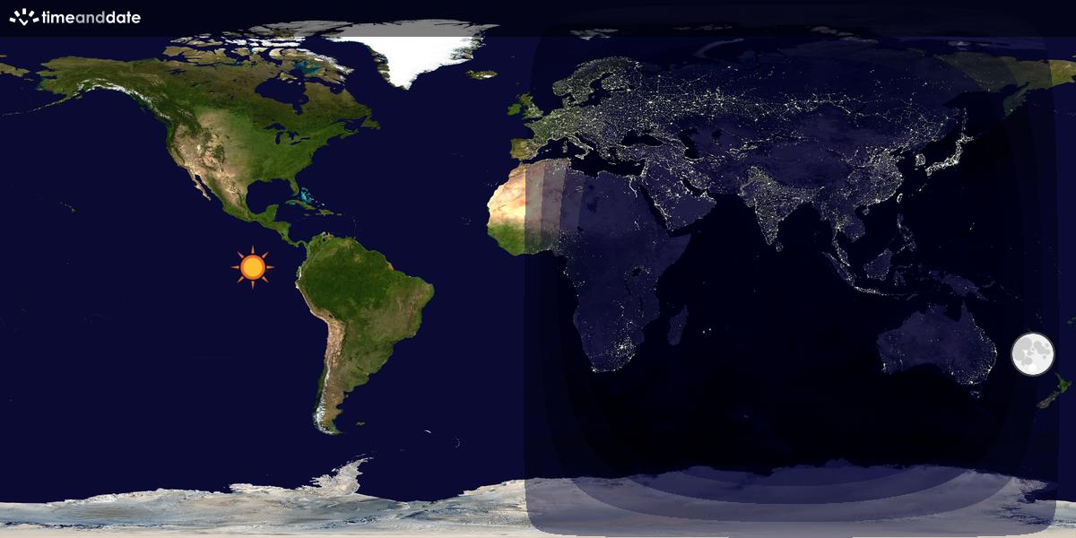 Verdenskart som viser dag og natt 