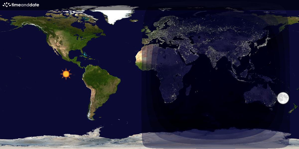 Verdenskart som viser dag og natt 