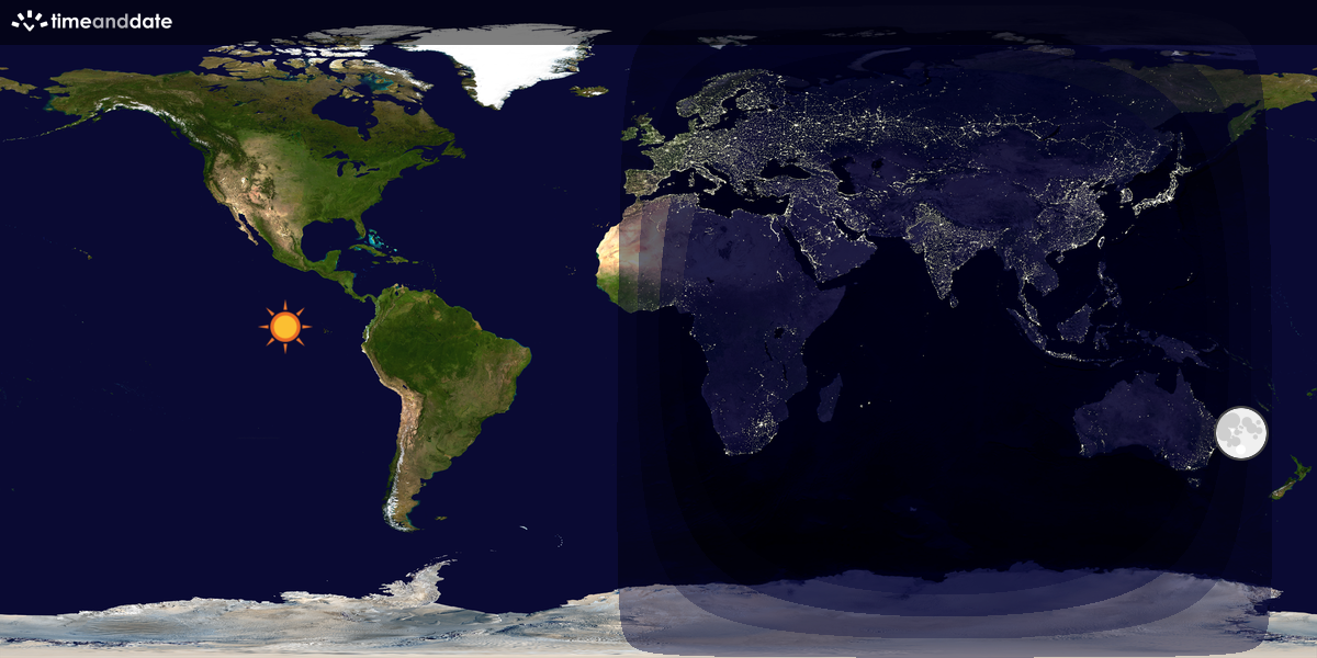 Verdenskart som viser dag og natt 